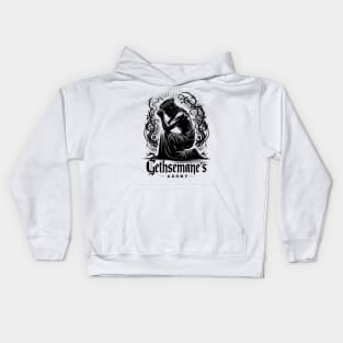 Gethsemane's Agony Jesus kneeling in prayer with a crown of thorns on his head Kids Hoodie